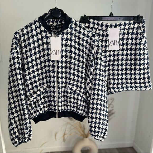 Zara Co-Ord Set Textured Bomber Shorts New - Picture 1 of 12